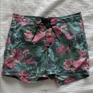 H&M Floral Swim Shorts - Green and Pink